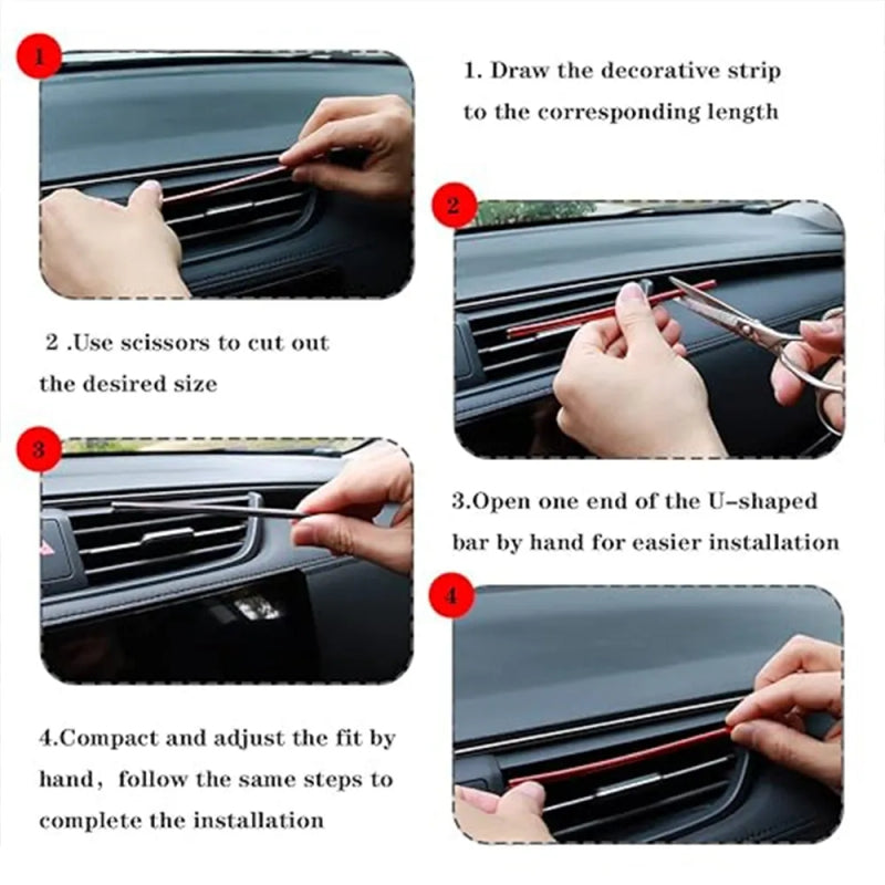 Car Air Vent Outlet Decorative Colorful Strips – 10 Pcs Set for Stylish and Customizable Car Interior Design