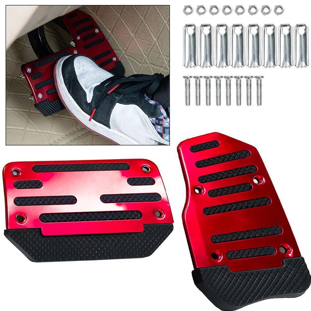 Universal Car Pedal Cover Aluminum Automatic Transmission Brake Fuel Gas Foot Pad Set Kit Pedals Red Blue Silver Non-Slip Tools