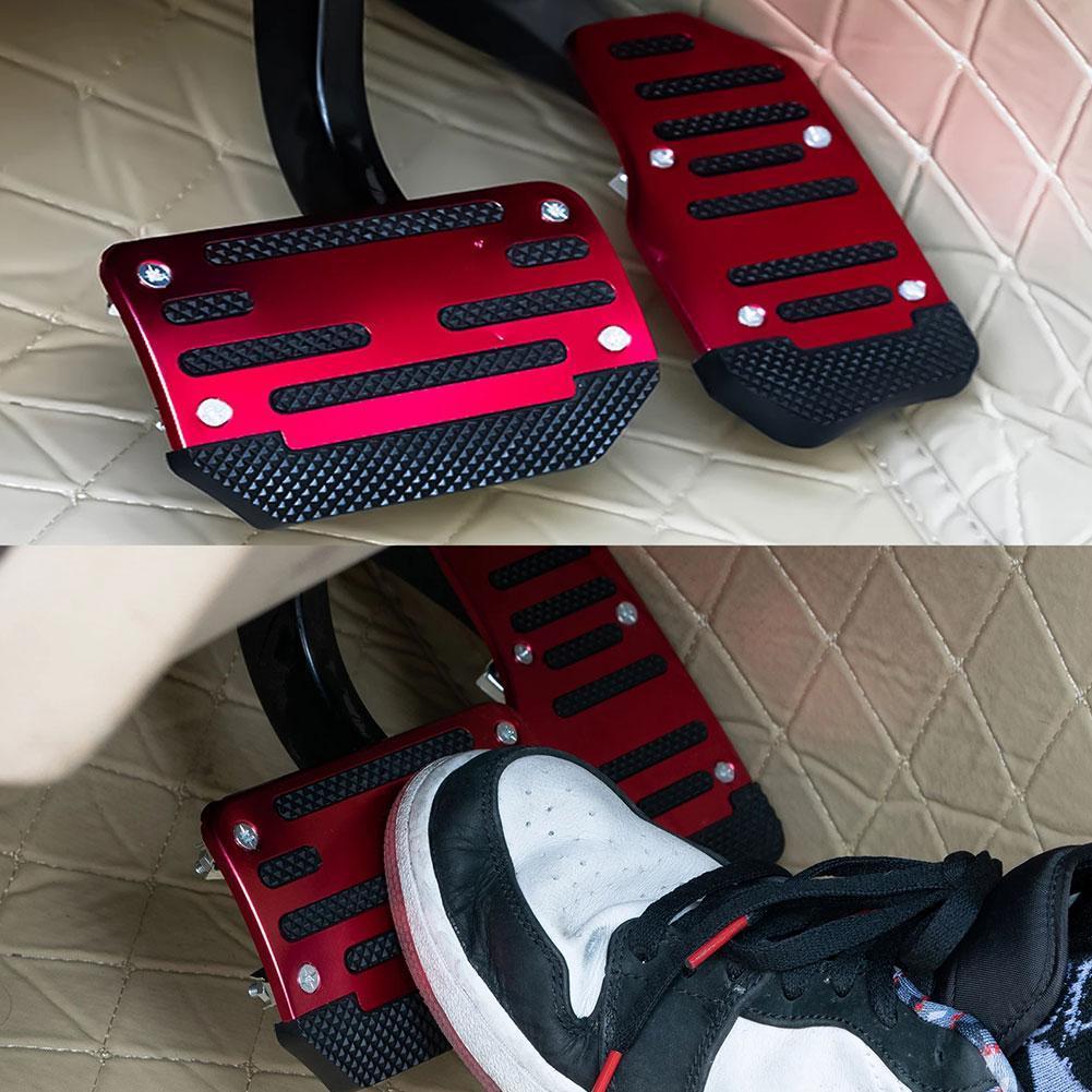 Universal Car Pedal Cover Aluminum Automatic Transmission Brake Fuel Gas Foot Pad Set Kit Pedals Red Blue Silver Non-Slip Tools