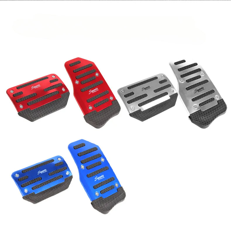 Universal Car Pedal Cover Aluminum Automatic Transmission Brake Fuel Gas Foot Pad Set Kit Pedals Red Blue Silver Non-Slip Tools