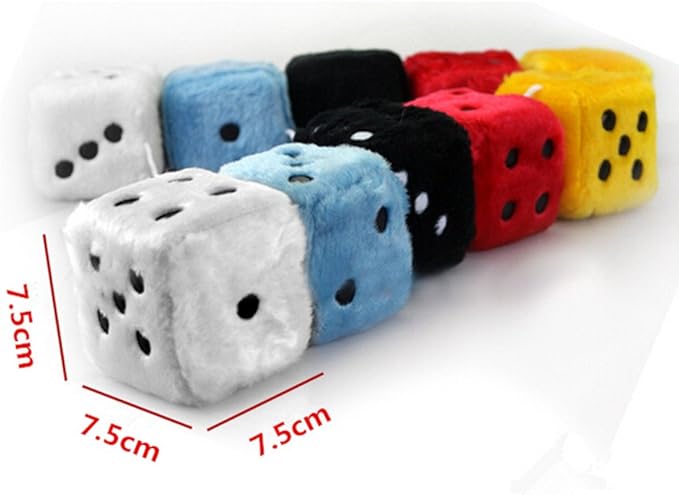 2 Pcs Hanging Couple Fuzzy Plush Dice with Dots for Car Interior Ornament Decoration Efficiency