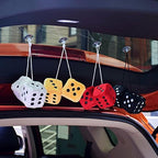 2 Pcs Hanging Couple Fuzzy Plush Dice with Dots for Car Interior Ornament Decoration Efficiency
