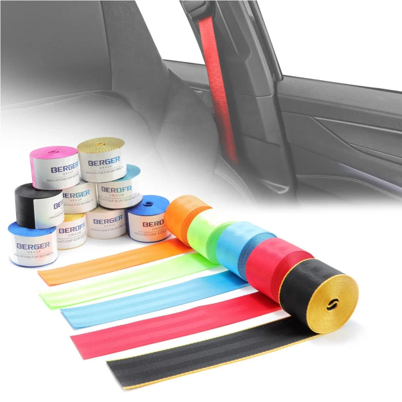 BERGER Group Premium Seat Belt Strap – Soft, Strong & Comfortable Seatbelt Webbing Roll for Stylish Car Interior Enhancement