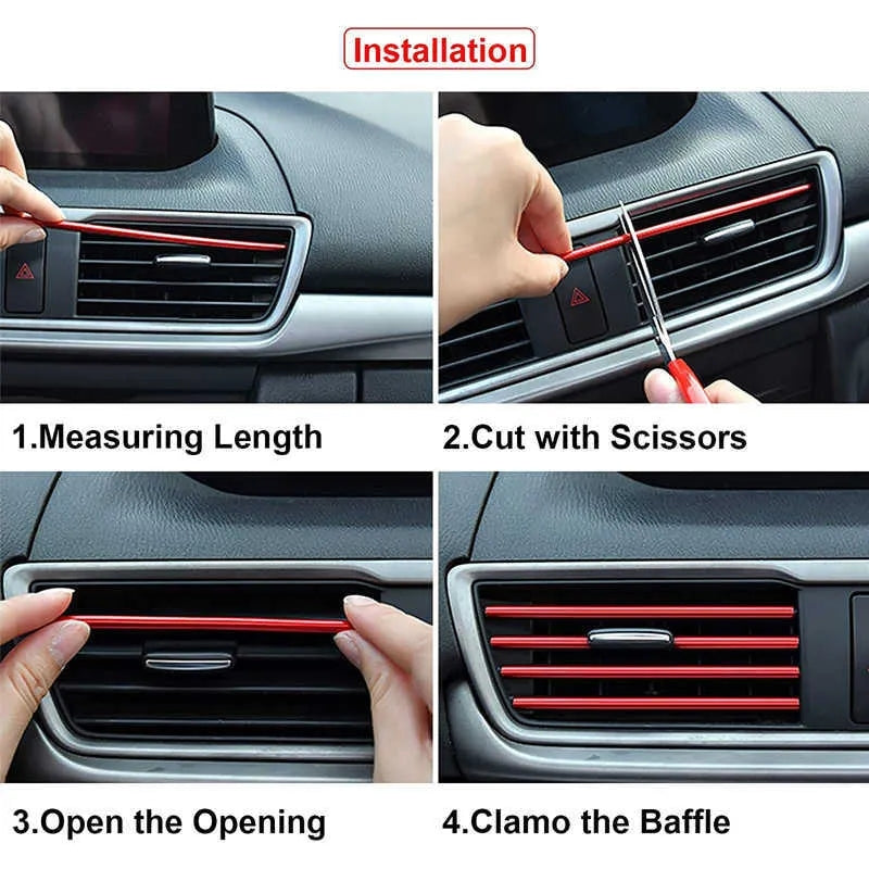 Car Air Vent Outlet Decorative Colorful Strips – 10 Pcs Set for Stylish and Customizable Car Interior Design