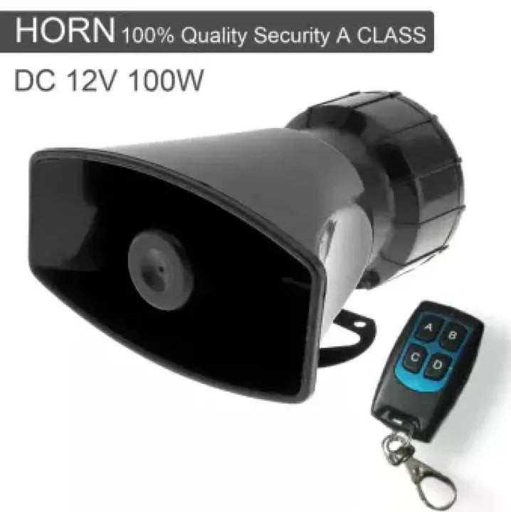 4 Tones Siren Horn Remote Control Kit Black Electronic Car Alarm 12V DC
