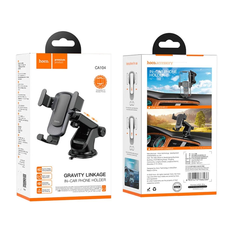 Hoco Car Mobile Phone Holder | High Quality Mobile Holder for Car Dashboard and Glass (Model CA104)