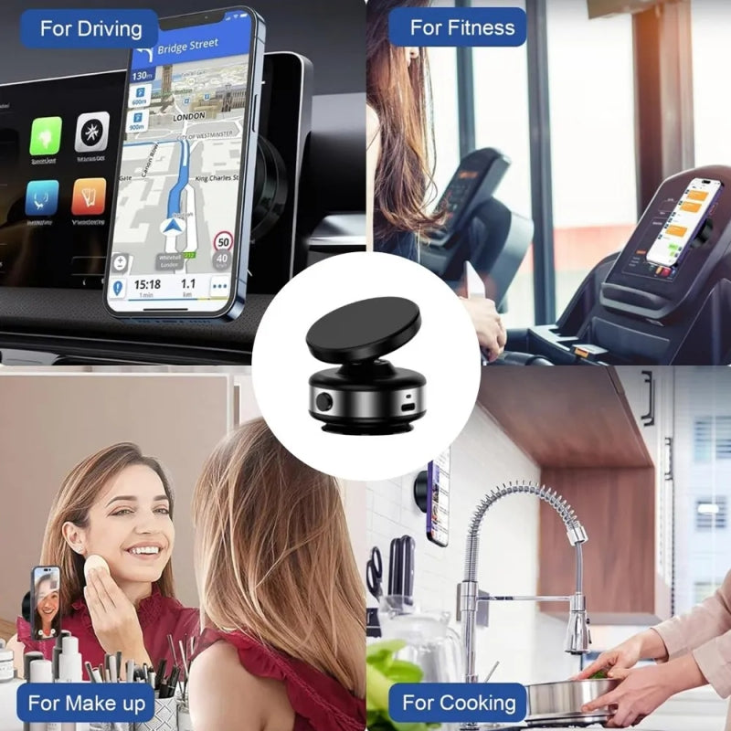 Magnetic Suction Cup Mobile Holder – Vacuum System Secure, Adjustable, and Universal