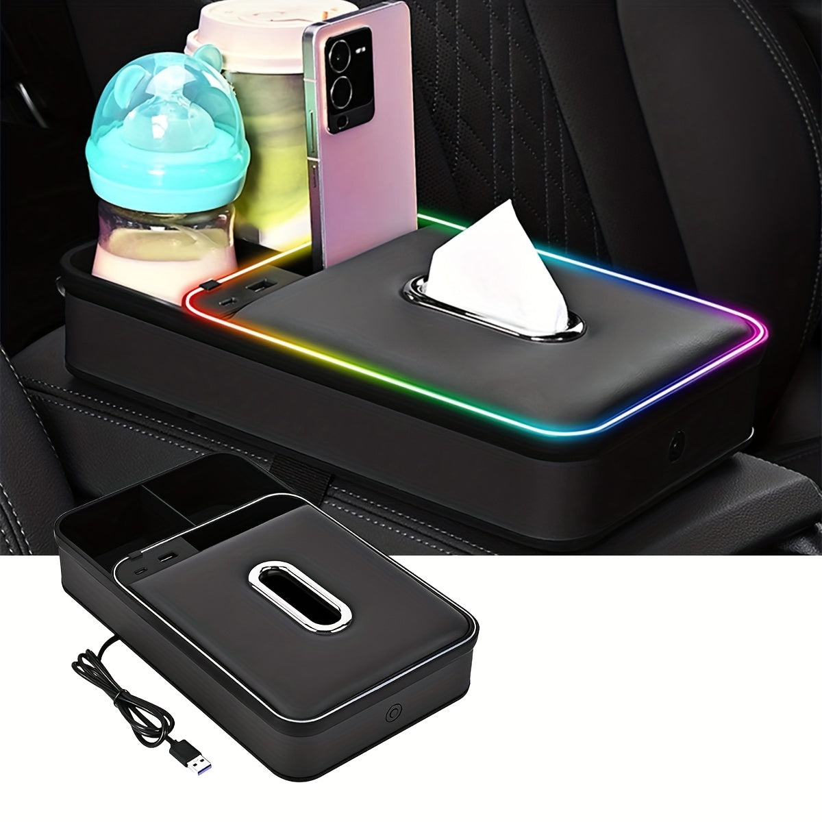 8-in-1 Car Storage & Organizer Tissue Box | Multifunctional Car Interior & Exterior Organizer for All Cars