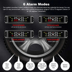 TPMS Car Tire Pressure Monitoring System With Clock – Solar-Powered for Real-Time Monitoring
