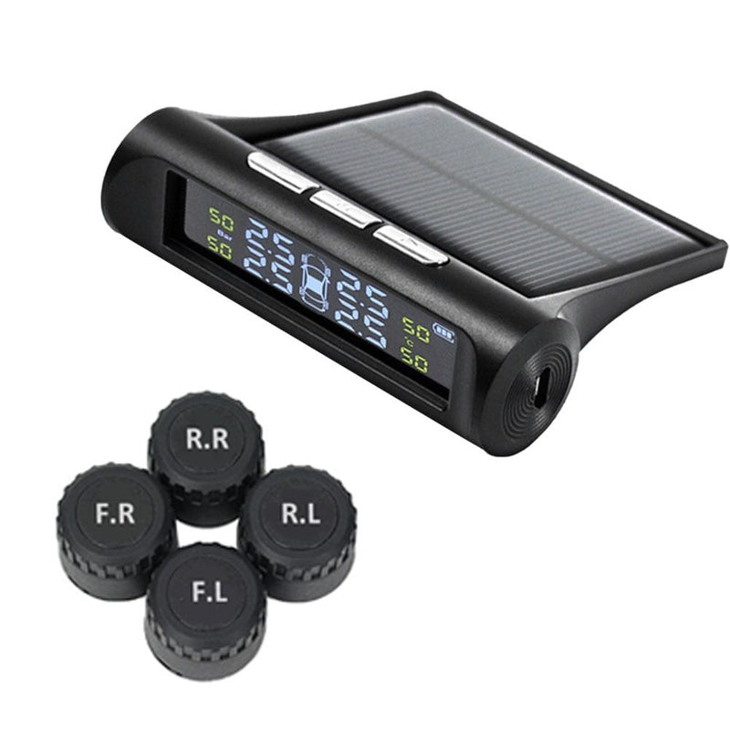 TPMS Car Tire Pressure Monitoring System With Clock – Solar-Powered for Real-Time Monitoring