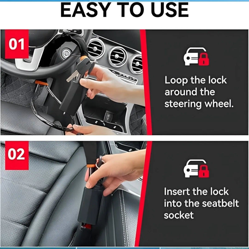 Car Universal Steering Wheel Lock – Strong, Durable, and Unbeatable Theft Protection for Your Vehicle