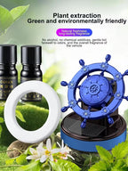 Solar Rotating Ship Wheel Car Air Freshener – Luxury Dashboard Perfume with Compass Design
