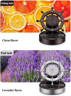 Solar Rotating Ship Wheel Car Air Freshener – Luxury Dashboard Perfume with Compass Design