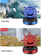 Solar Rotating Ship Wheel Car Air Freshener – Luxury Dashboard Perfume with Compass Design