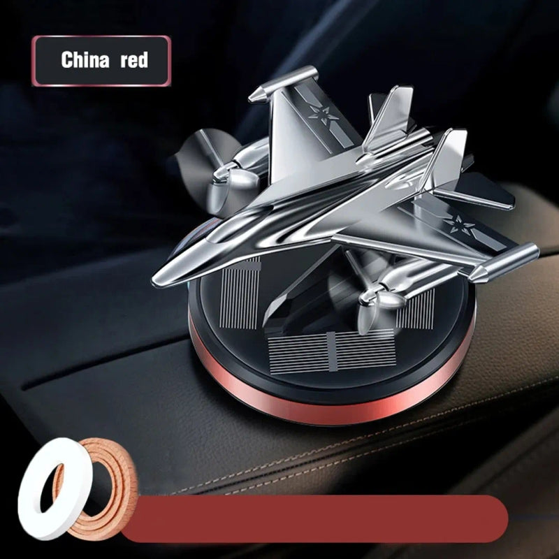 Premium Car Solar Fighter Airplane Showpiece with Air Freshener – Style Meets Freshness