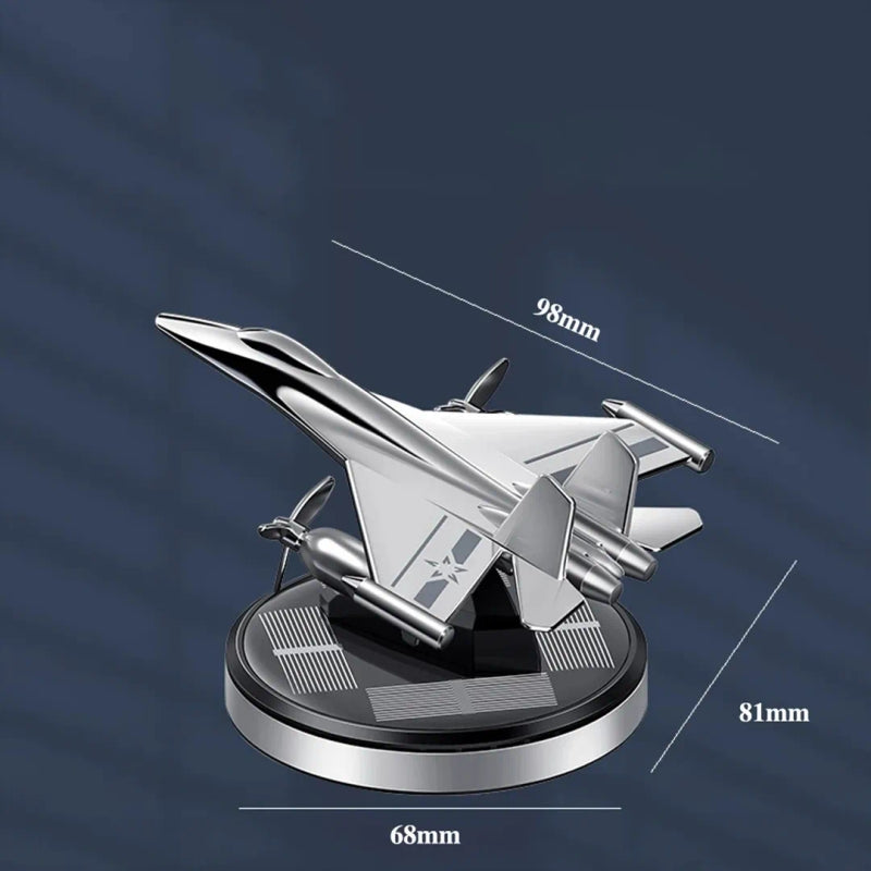 Premium Car Solar Fighter Airplane Showpiece with Air Freshener – Style Meets Freshness