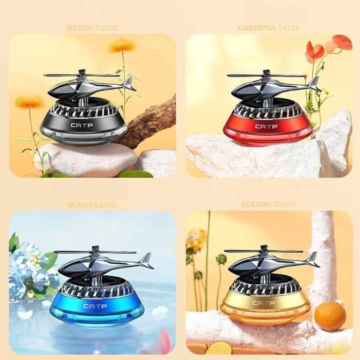 Solar Car Perfume Diffuser Helicopter Car Dashboard Showpiece : Eco-Friendly Air Freshener for Your Vehicle