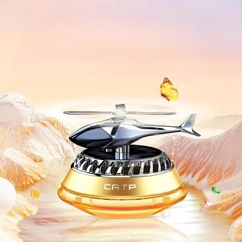 Solar Car Perfume Diffuser Helicopter Car Dashboard Showpiece : Eco-Friendly Air Freshener for Your Vehicle