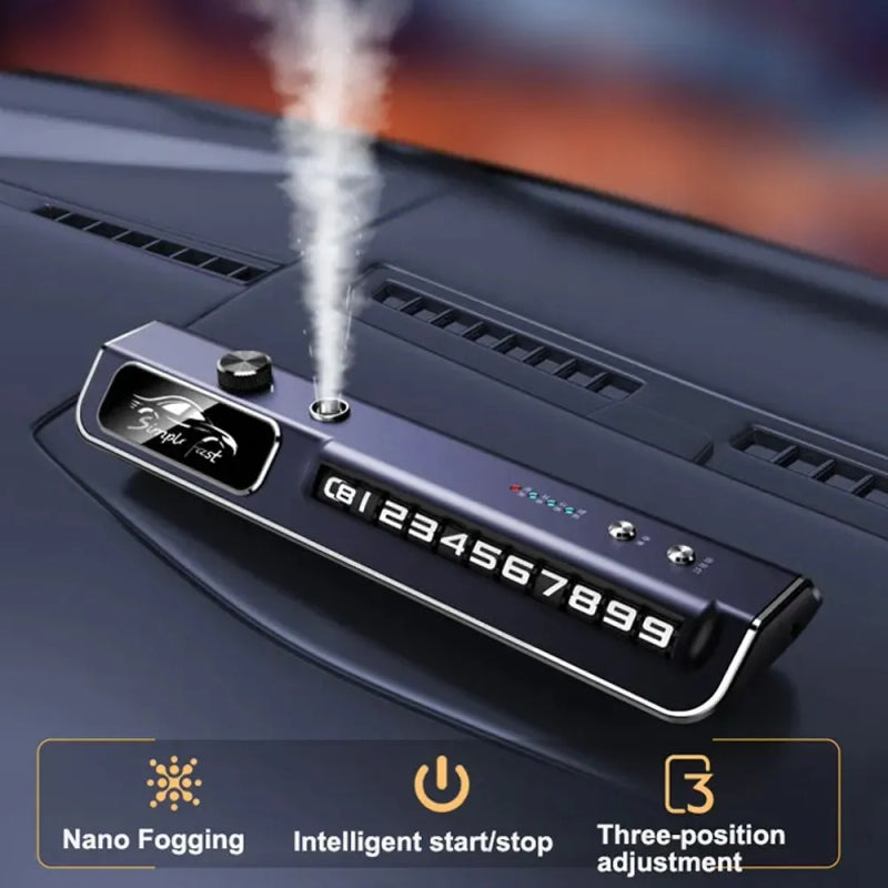 Smart Humidifier for Car | 3 in 1 Interior Car LED Light With Aroma and Sound Active Function and Digital Parking Number Plate