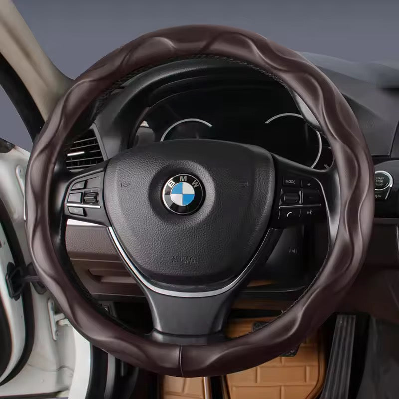 Artificial leather Steering Wheel Cover Color Black and Beige