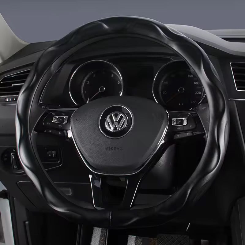 Artificial leather Steering Wheel Cover Color Black and Beige