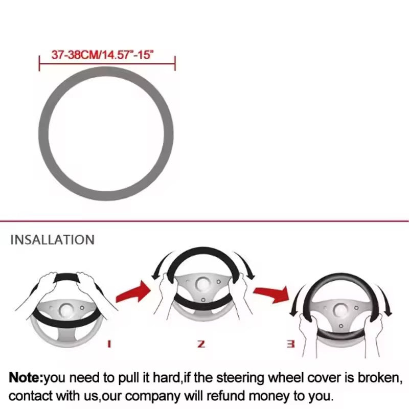 Artificial leather Steering Wheel Cover Color Black and Beige