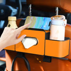 Car Back Seat Tissue Box Holder – 3-in-1 Multi-Functional Organizer for Tissue box, Drink Holder, And Hook
