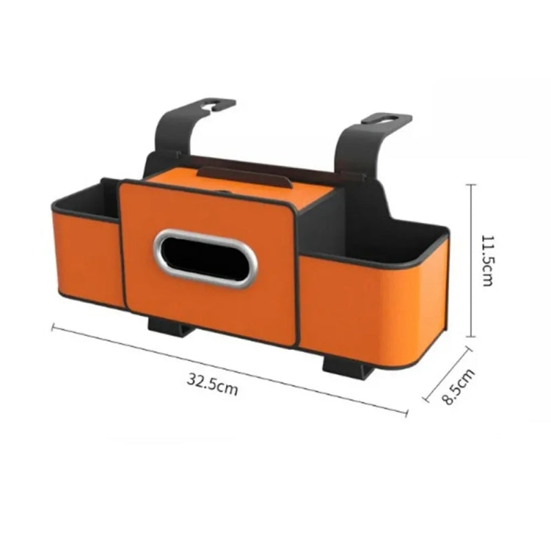 Car Back Seat Tissue Box Holder – 3-in-1 Multi-Functional Organizer for Tissue box, Drink Holder, And Hook