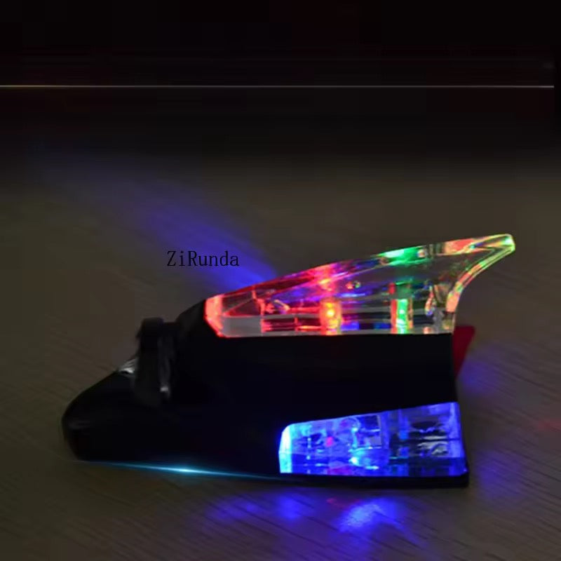Car Shark Fin Antenna with Wind Power LED Light – Modern Design for Better Signal