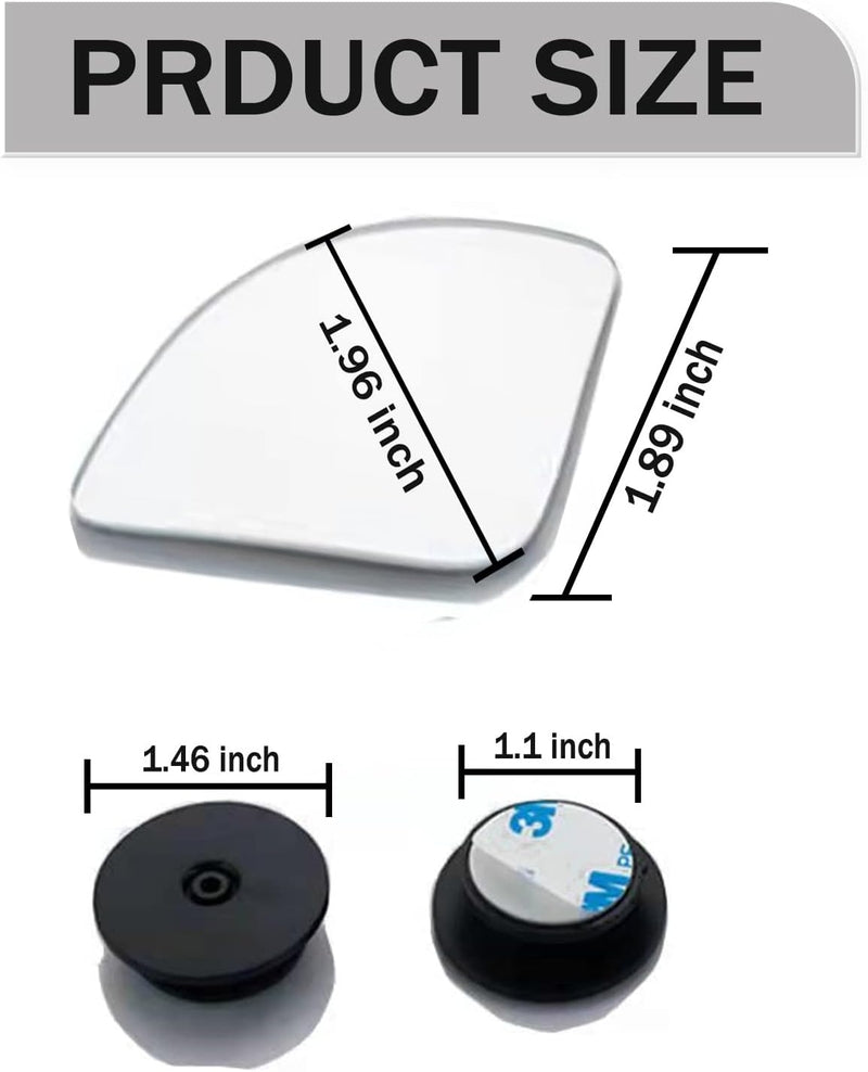 Ajxn Car Blind Spot Mirror 2PCS HD Convex Glass Angle Adjustable for Side Rearview Mirrors