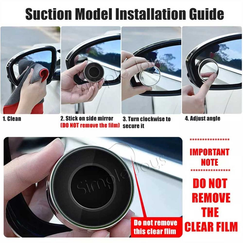 Mini Blind Spot Mirror Wide Angle Convex Rear View Mirror 2ps