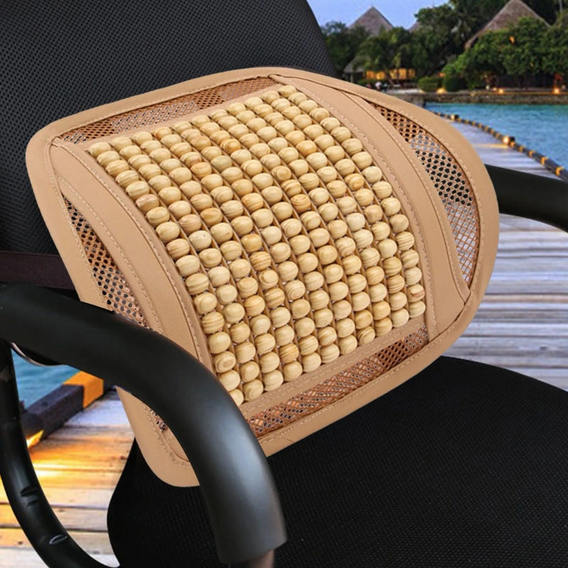 Massage Back Lumbar Support Mesh Cushion for Car Seat, Office Chair, Wood Beads Chair