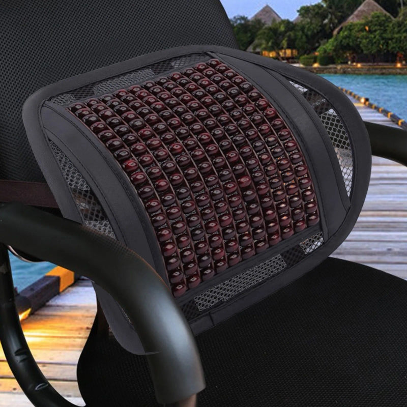 Massage Back Lumbar Support Mesh Cushion for Car Seat, Office Chair, Wood Beads Chair