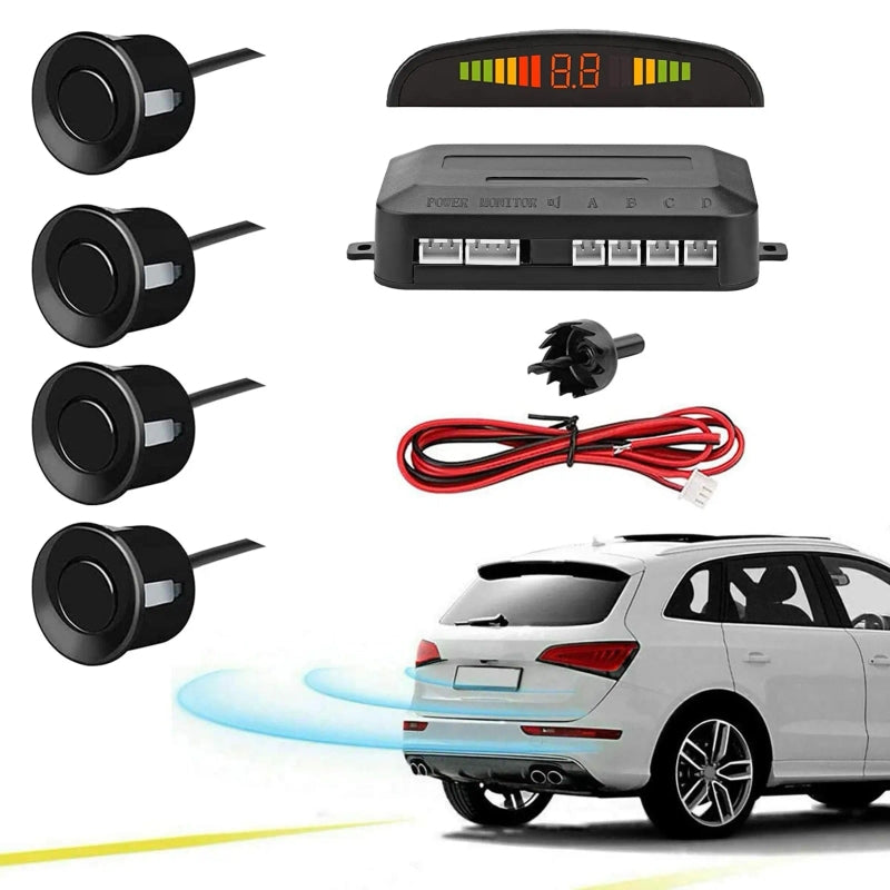 Wireless Car Parking Sensor System with 4 Sensors, LCD Display, and Buzzer Alarm