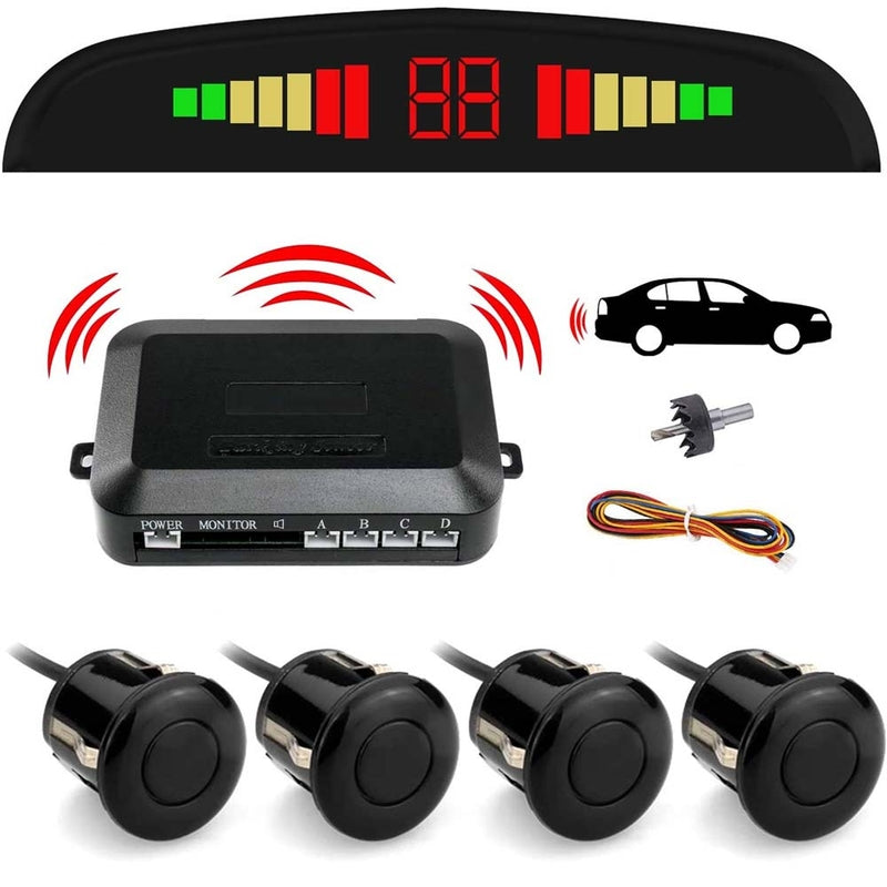 Wireless Car Parking Sensor System with 4 Sensors, LCD Display, and Buzzer Alarm