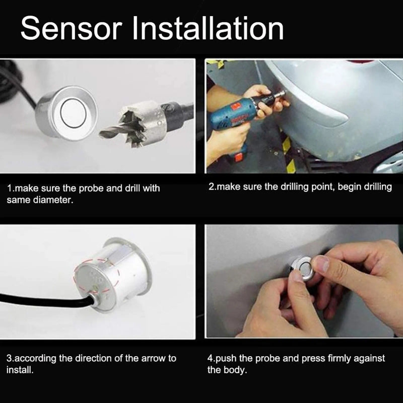 Wireless Car Parking Sensor System with 4 Sensors, LCD Display, and Buzzer Alarm