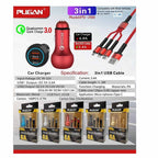3 in 1 Pugan USB Car Fast Charger – 6A – Charge Your Devices On-the-Go!