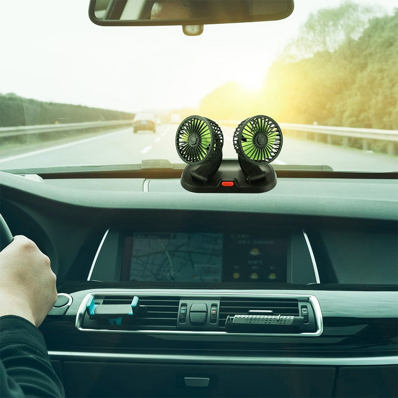 Car Double Fan – Dual Airflow Cooling Fan with Number Card