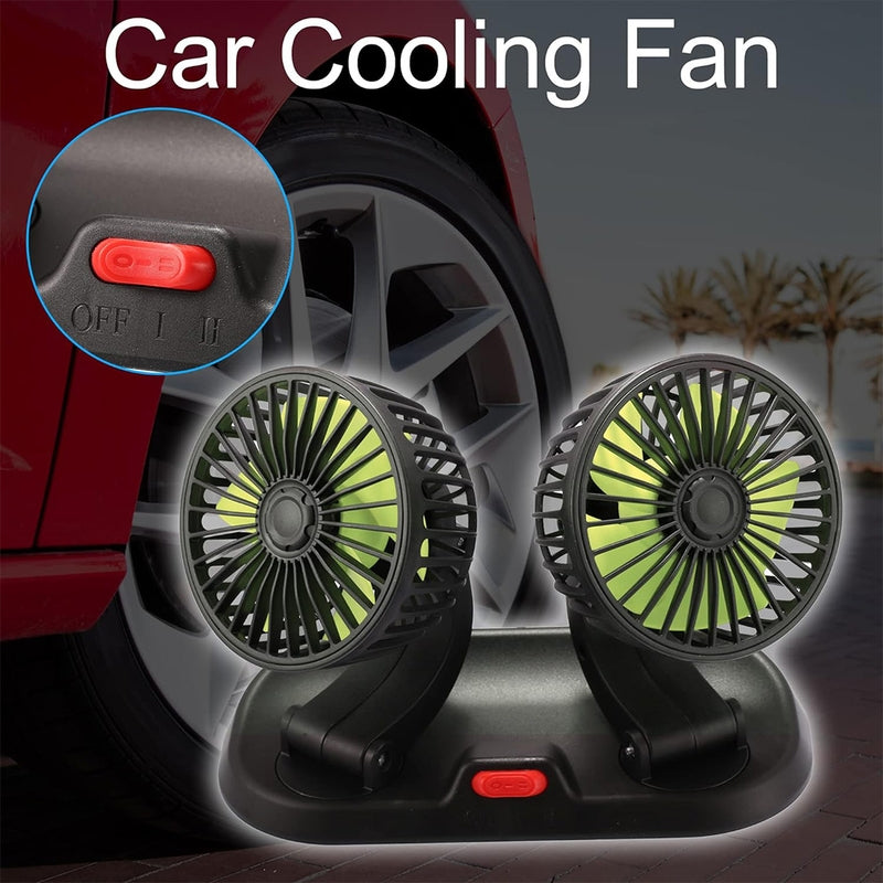 Car Double Fan – Dual Airflow Cooling Fan with Number Card