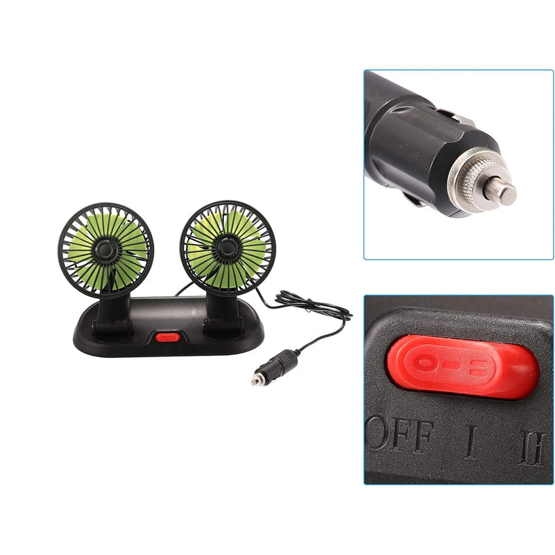 Car Double Fan – Dual Airflow Cooling Fan with Number Card