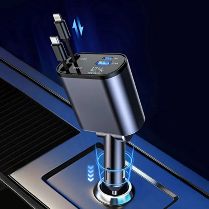 Car Fast Charger 4 In 1 Premium Quality Smart Design Car Mobile Charger