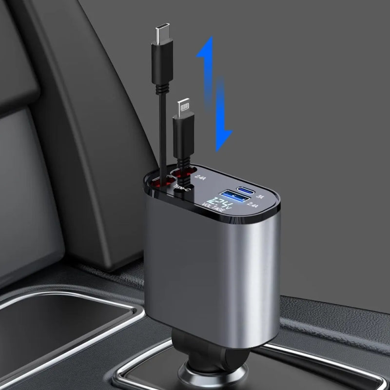 Car Fast Charger 4 In 1 Premium Quality Smart Design Car Mobile Charger