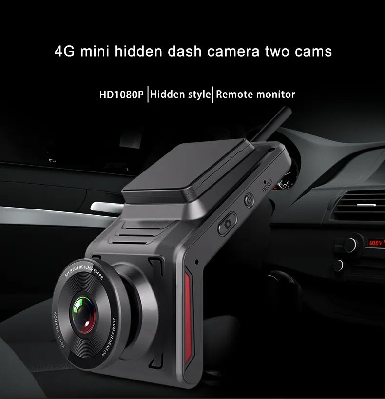Smart Car 4G Dash Cam | FHD 1080P | Cloud Live Recording | Mobile App Control | 24/7 Remote Monitoring | WiFi Hotspot | GPS Tracker | G-Sensor | Dual Lens Front & Rear Camera