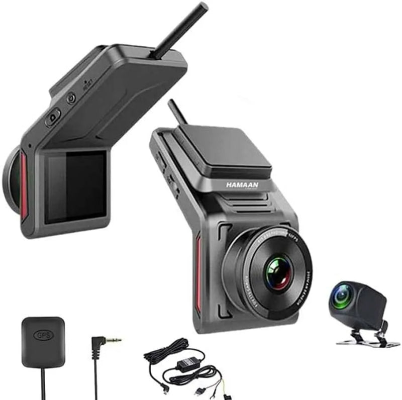 Smart Car 4G Dash Cam | FHD 1080P | Cloud Live Recording | Mobile App Control | 24/7 Remote Monitoring | WiFi Hotspot | GPS Tracker | G-Sensor | Dual Lens Front & Rear Camera
