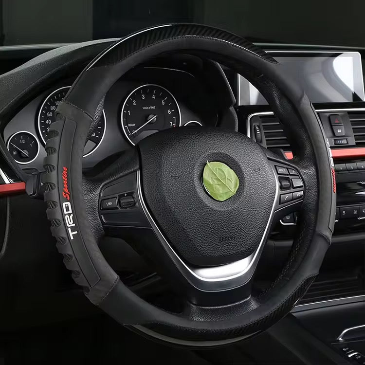 TRD Silicon and Carbon Fiber Leather Car Steering Wheel Cover