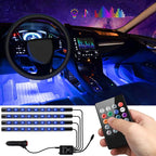 Car Interior RGB Atmosphere Lights – 4pcs Multi-Color Music Sync Neon Strip Lights