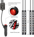 Car Interior RGB Atmosphere Lights – 4pcs Multi-Color Music Sync Neon Strip Lights