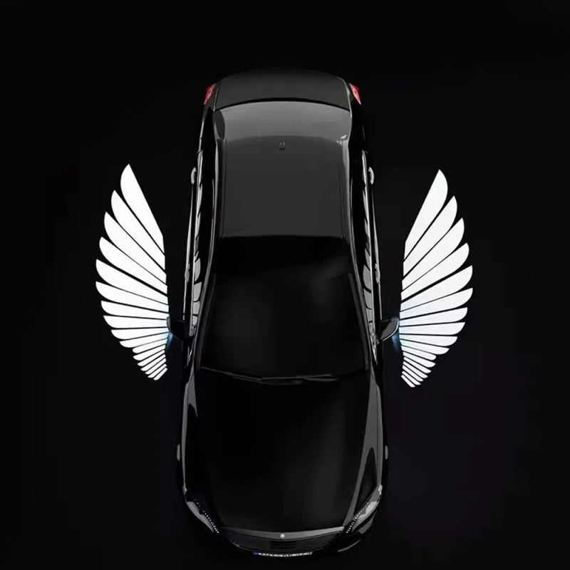 Car Door Welcome Light Angel Wings Dynamic Projector Rearview Mirror Carpet Light