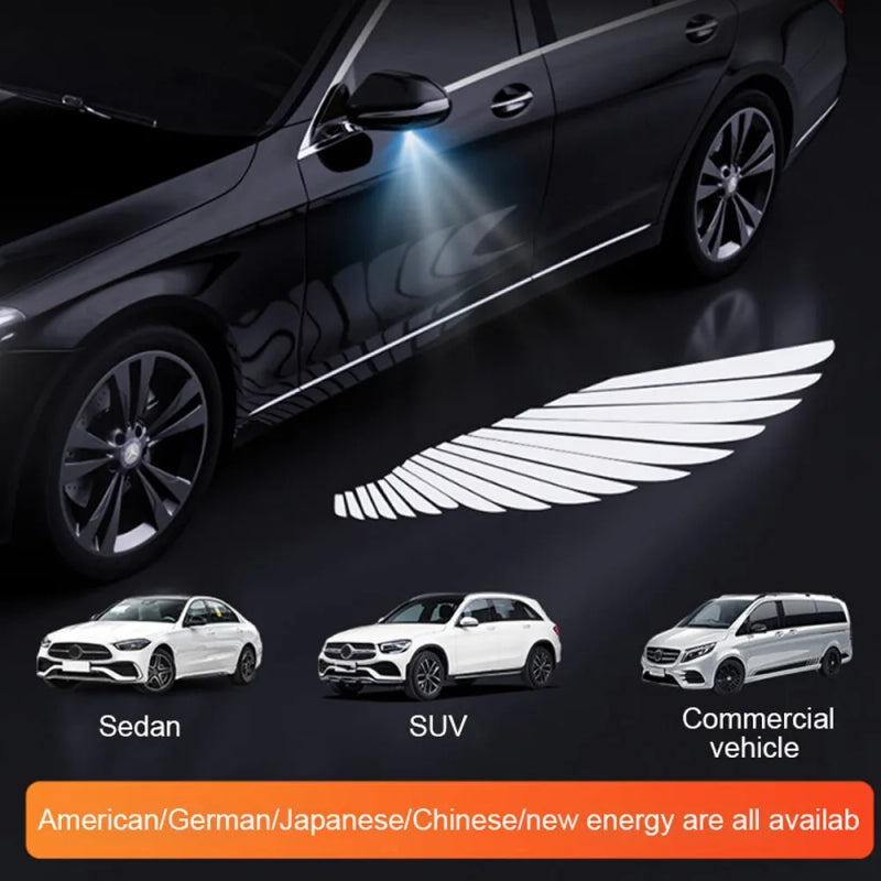 Car Door Welcome Light Angel Wings Dynamic Projector Rearview Mirror Carpet Light