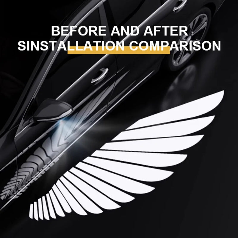 Car Door Welcome Light Angel Wings Dynamic Projector Rearview Mirror Carpet Light